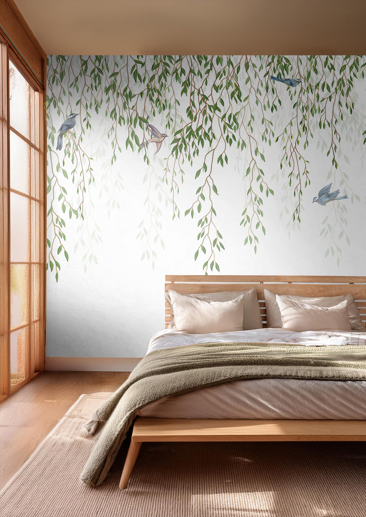 Sanders & Sanders fotobehang vogels in de natuur groen en blauw - 350 x 279 cm - 601003