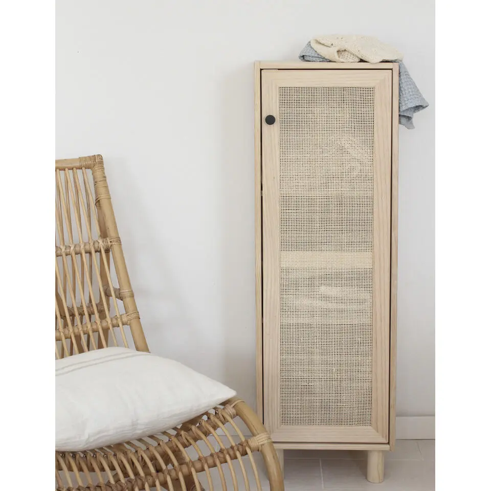 Astigarraga Houten Kast Sense - 1 deur - grenen en rotan