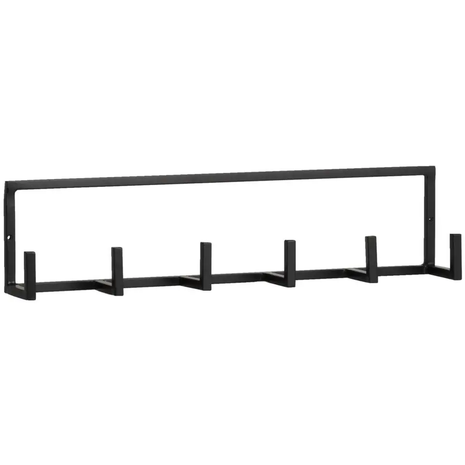 Wandhaak Aken 6 haaks - zwart - 12x50x8 cm