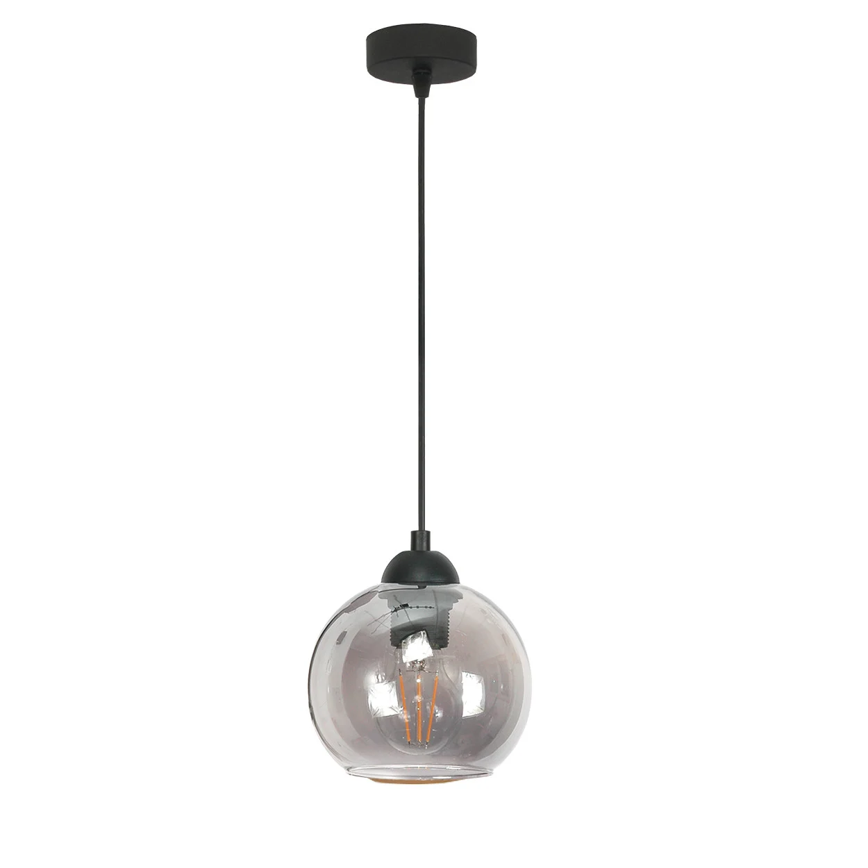 Lampa wisząca zwis EDYLIT loft grafitowy klosz 1xE27 VIGA 13-215
