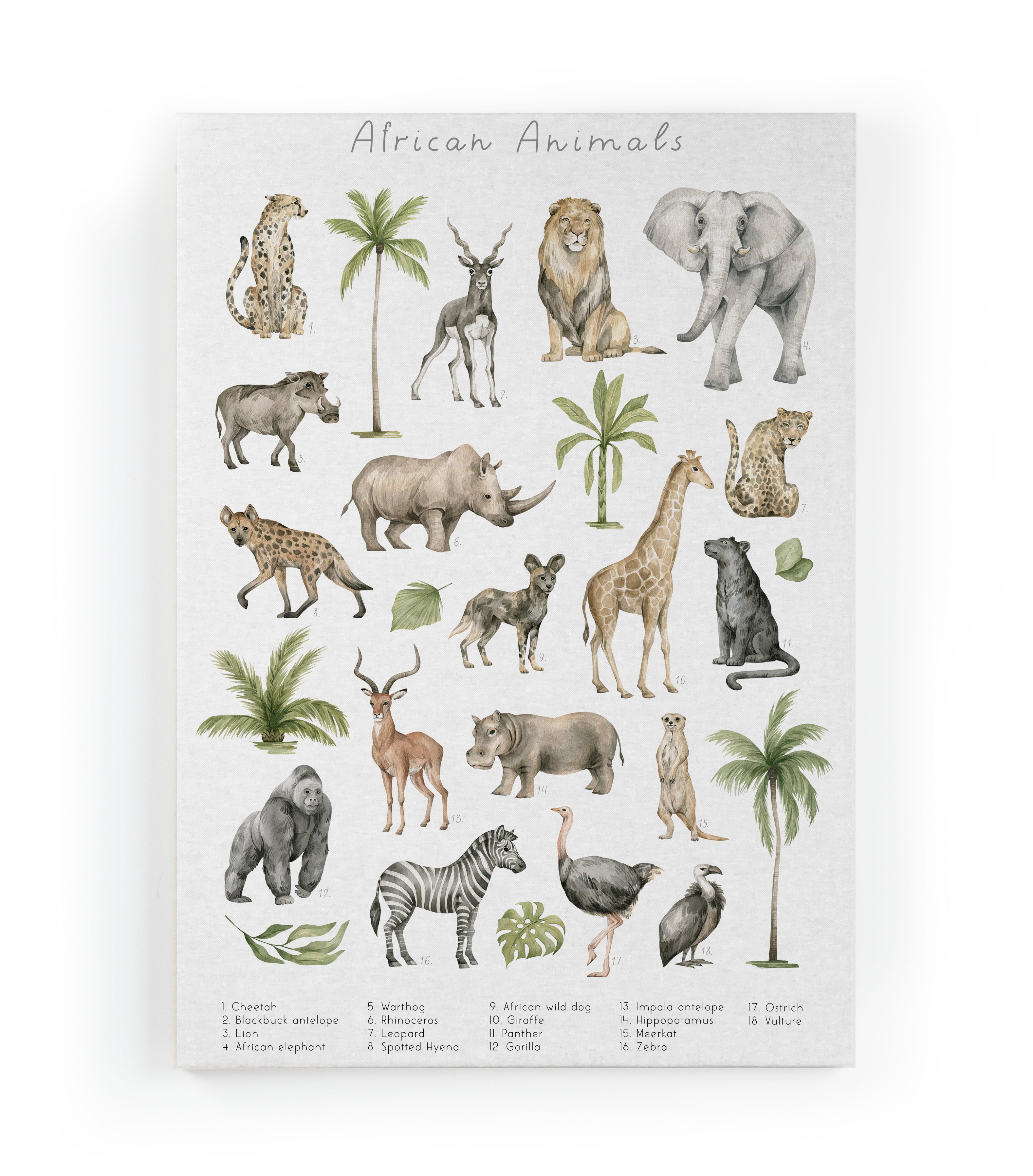 Canvas 60x40 Afdruk Afrikaanse Dieren