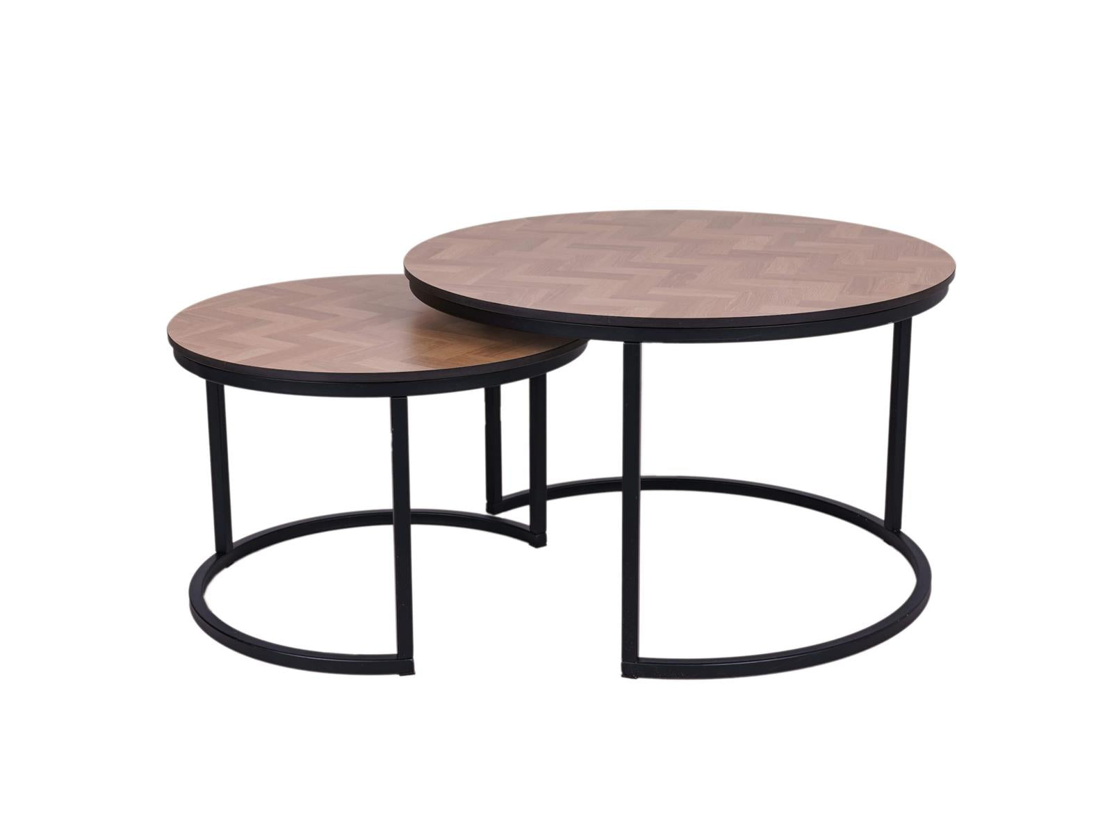 MaximaVida ronde salontafel set Copenhagen 58 en 45 cm - HPL fishbone look