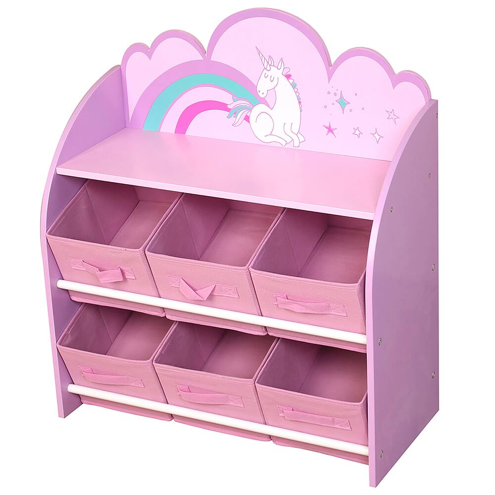 Danawares Unicorn Toy Organizer/Bookshelf with 6-Bins