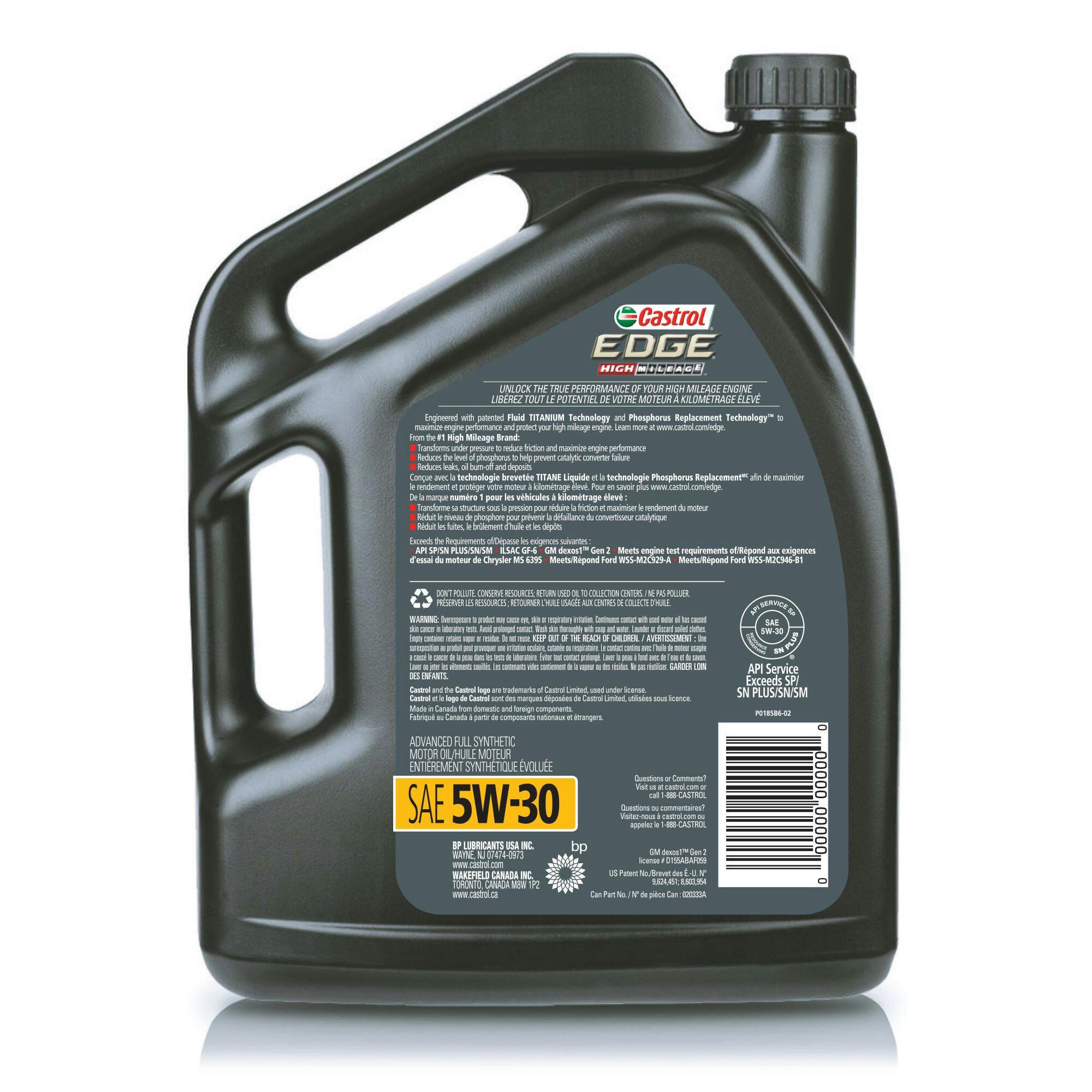 Castrol EDGE High Mileage 5W30 Synthetic Engine/Motor Oil, 5-L