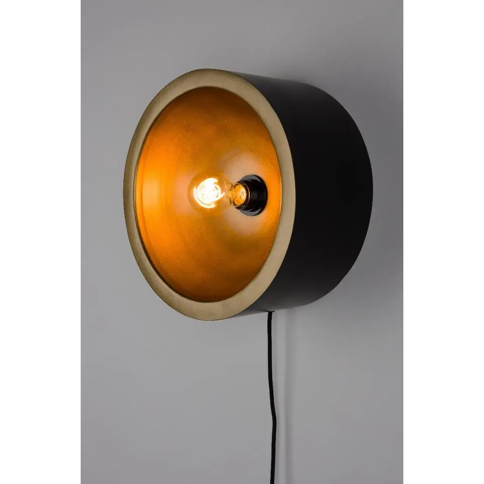 Puur - Dudley wandlamp rond L - zwart/goud