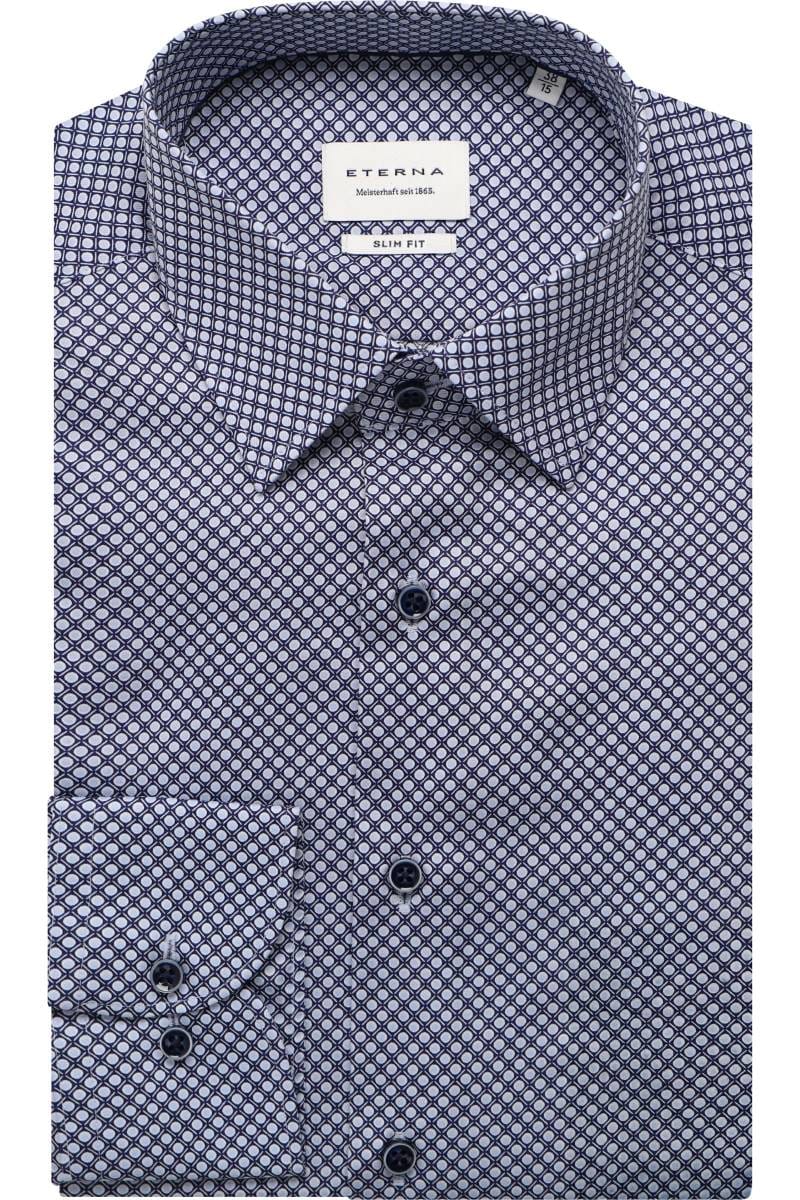 ETERNA Slim Fit Hemd blau, Bedruckt