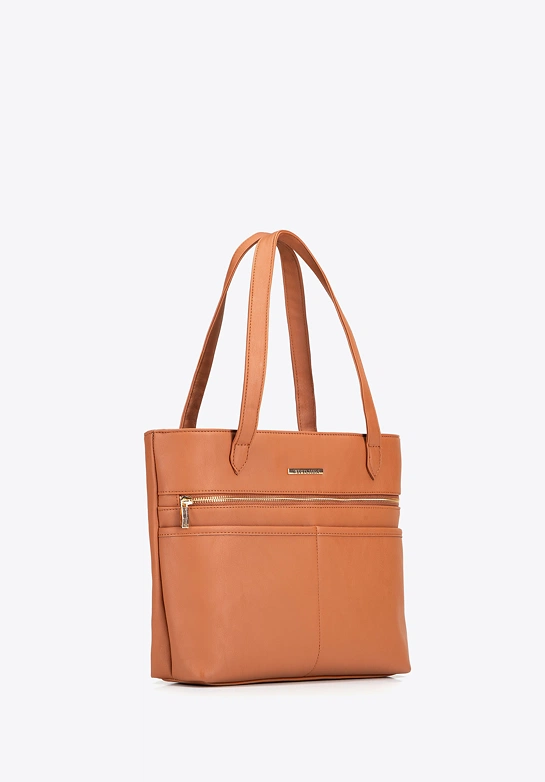 Elegancka damska shopperka miejska jasny brąz