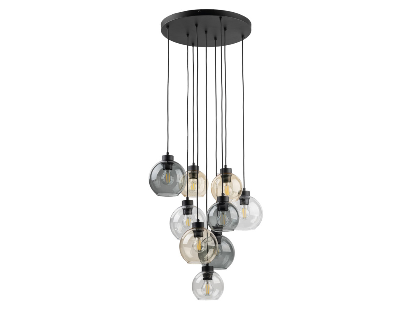 Lampa wisząca Cubus 9-punktwa szklana grafitowo-czarna