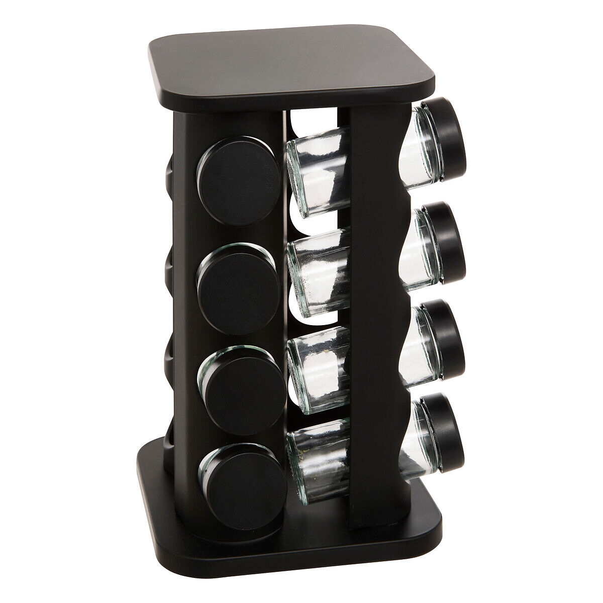 Conjunto de 16 frascos preto com suporte rotativo 9cl