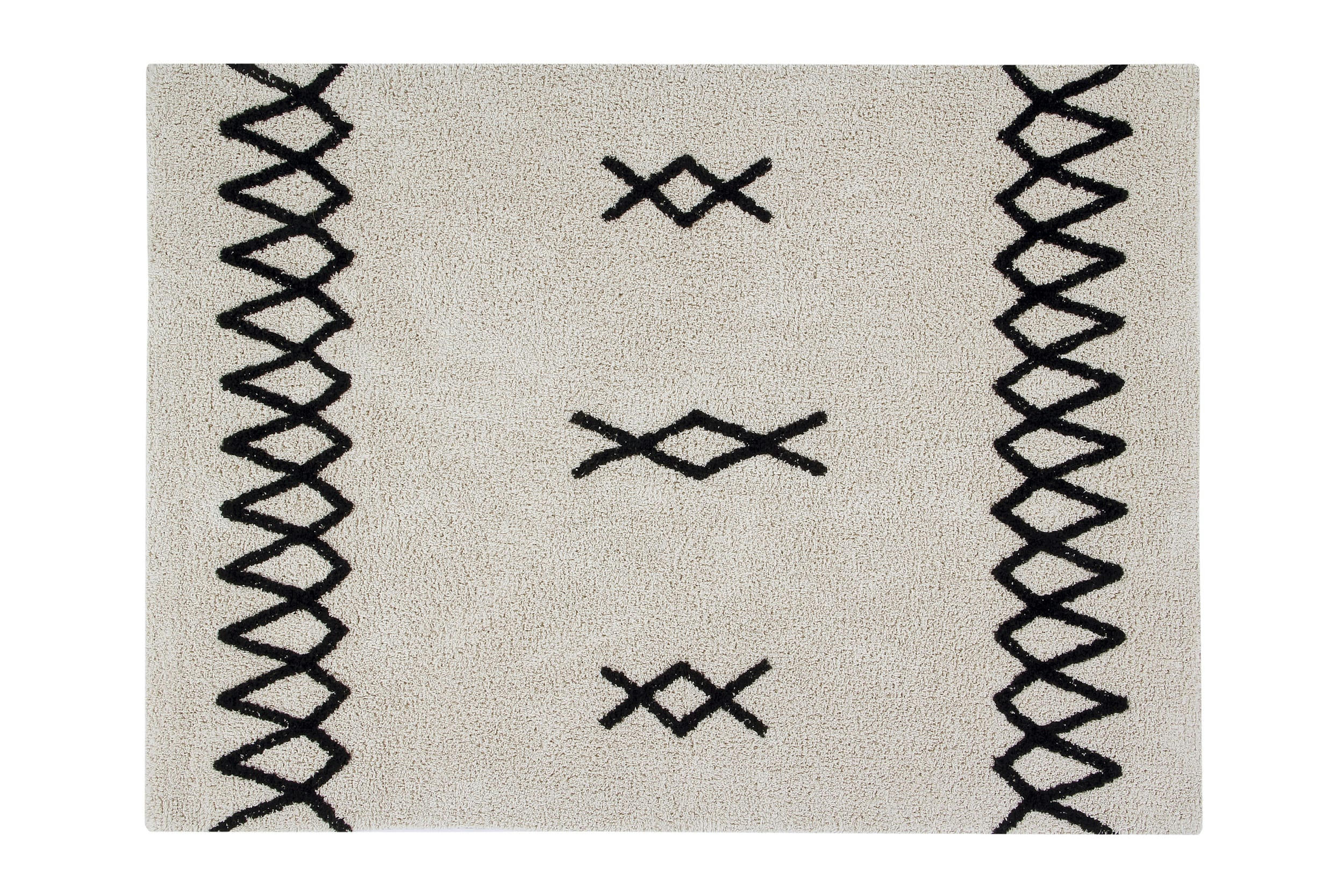 ATLAS NATURAL - Tapis coton lavable vintage noir 120x160cm