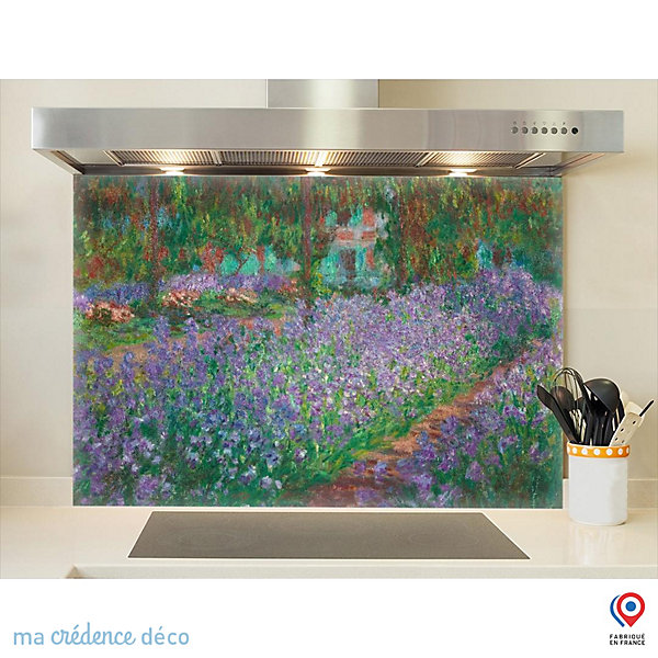 Crédence cuisine fond de hotte Claude Monet, Le jardin de l'artiste à Giverny - Verre trempé - L 70 cm x H 60 cm - MaCrédenceDéco