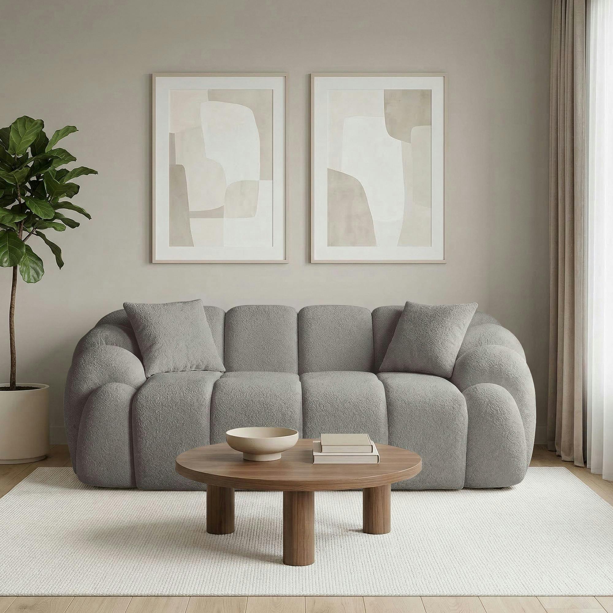 Canapé 2 places gris design arrondi ONDA