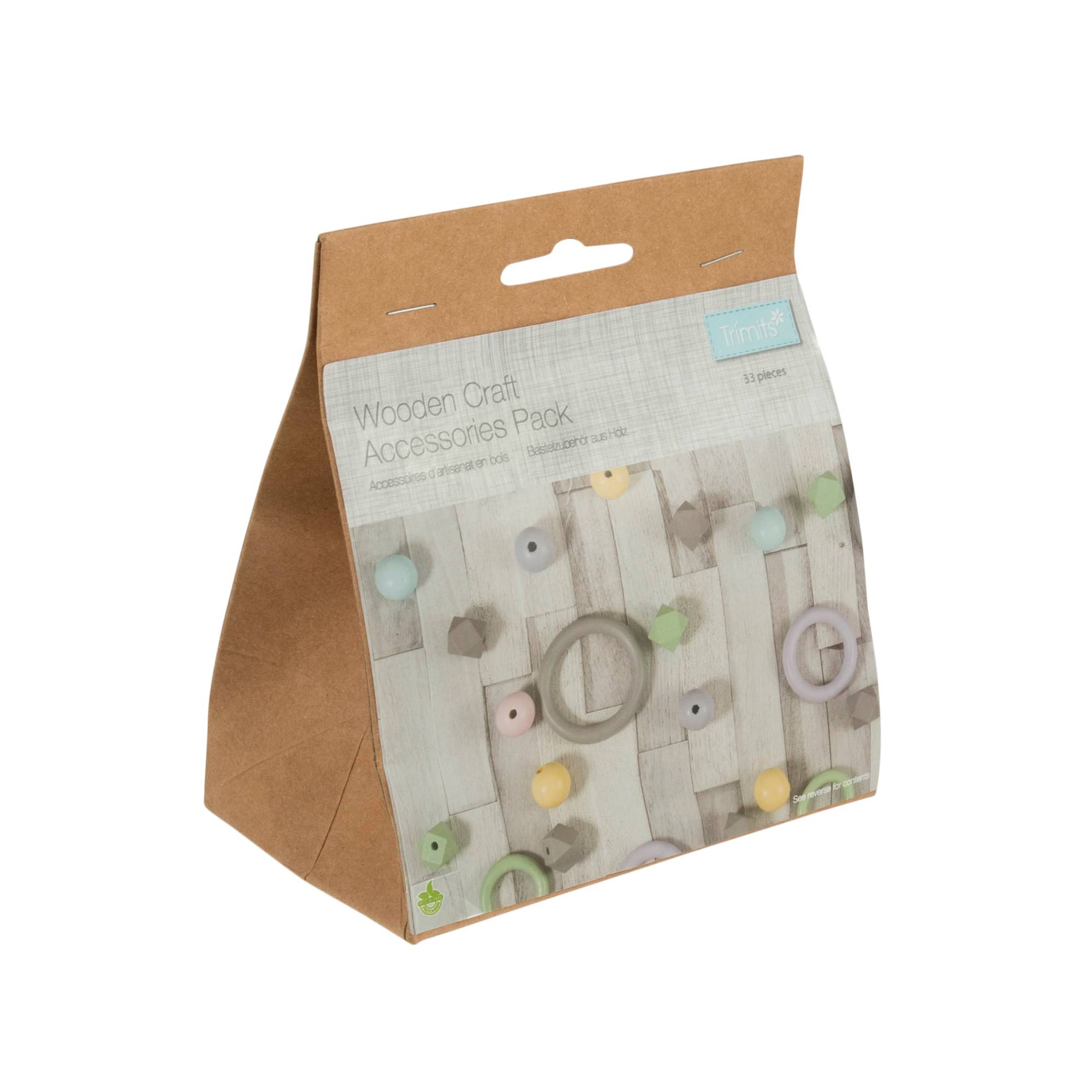Trimits Pastel Wooden Craft Accessories Kit 33 Pieces