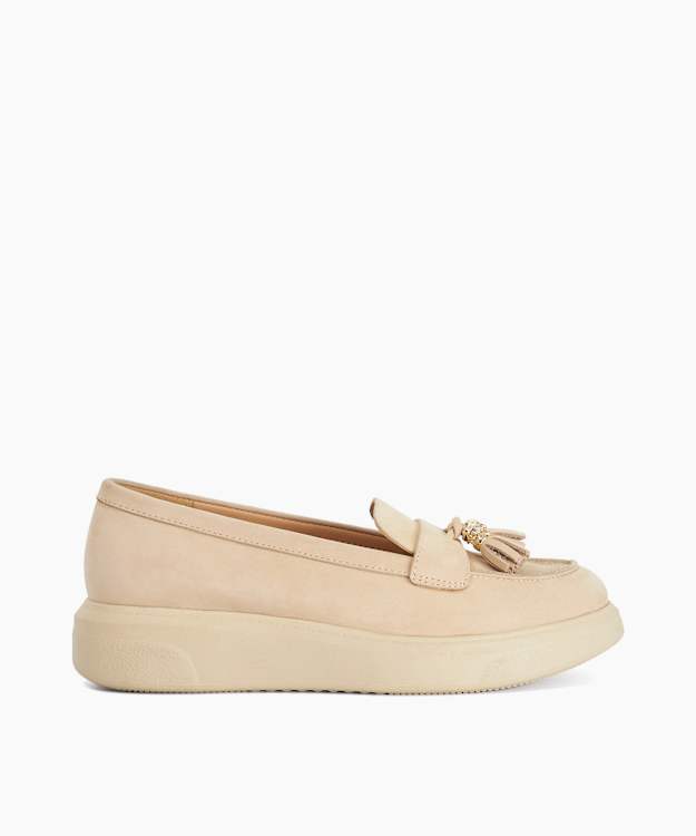 Glissade Ecru - Flatform Tassel Trim Loafers