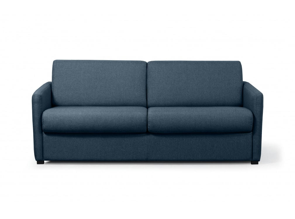 AGATHE - Canapé convertible express 3 places en tissu bleu foncé - 140x190cm