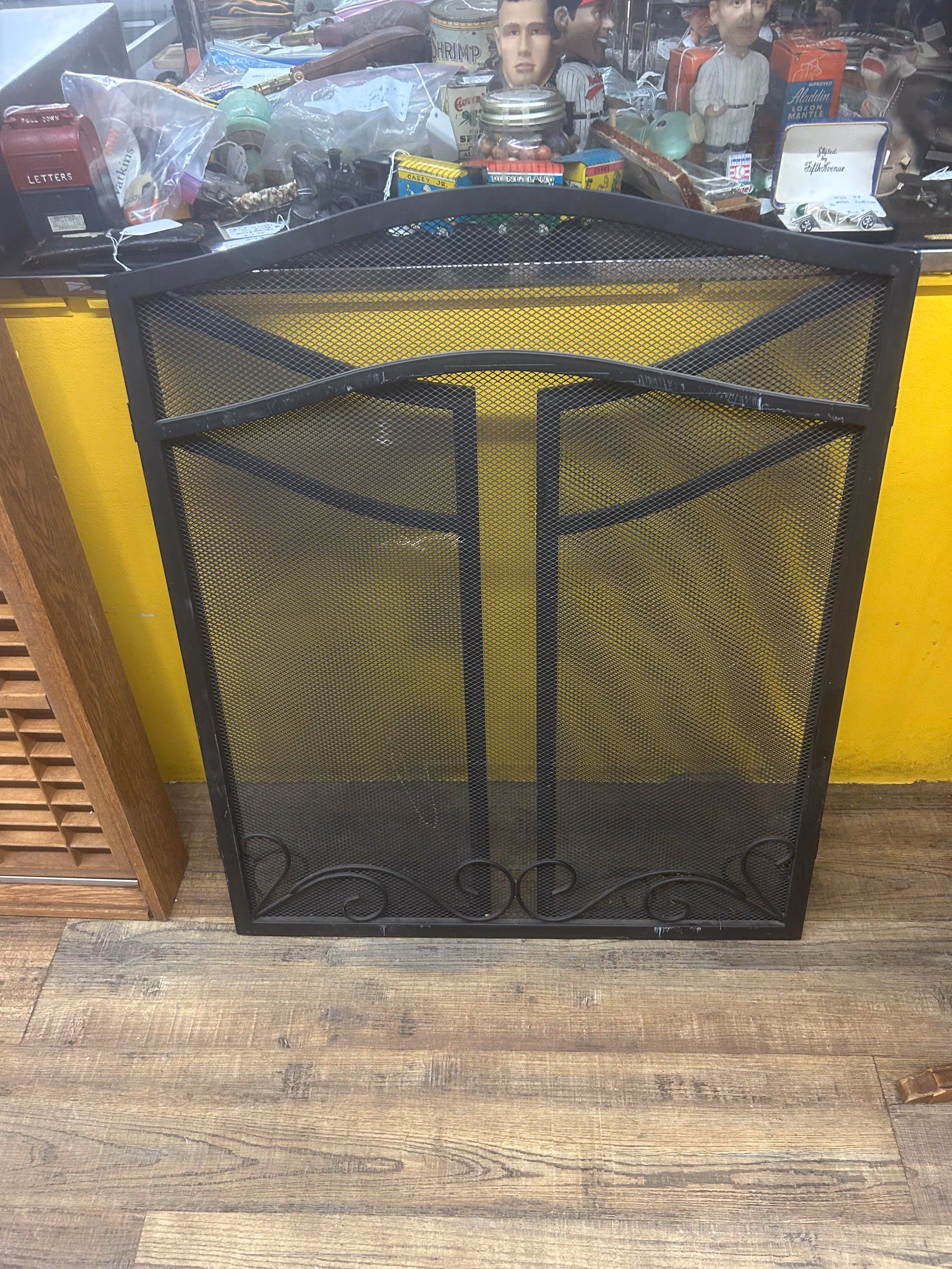 Fireplace Three Panel Screen Black Spark Guard 30x25 with 12 inch wings