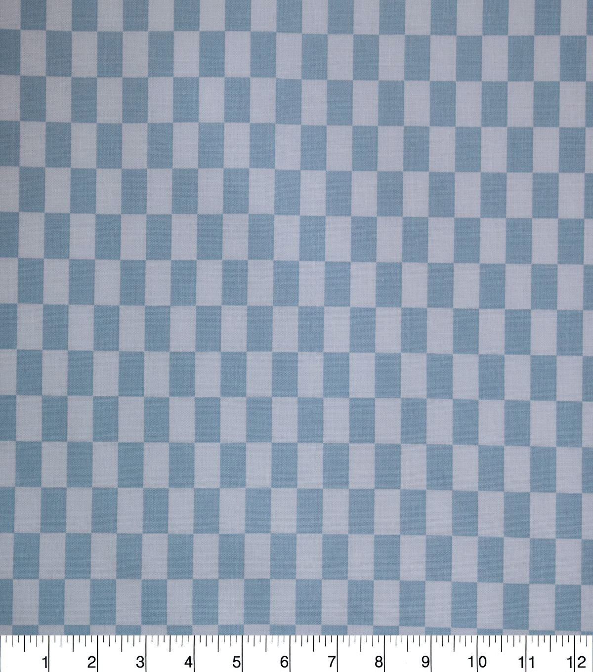 Light Blue Racing Check Quilt Cotton Fabric by Quilter's Showcase