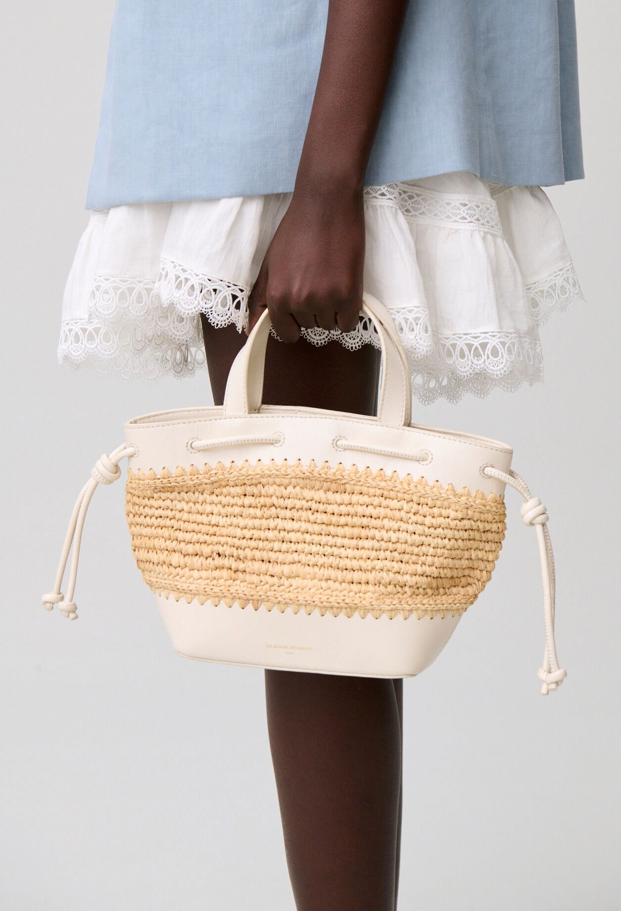 Panier mini Alban raphia cuir