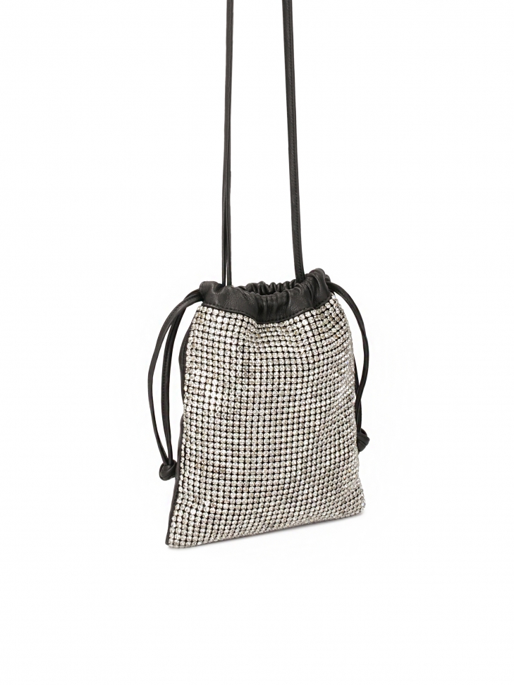 Evening bag decorated with zircons