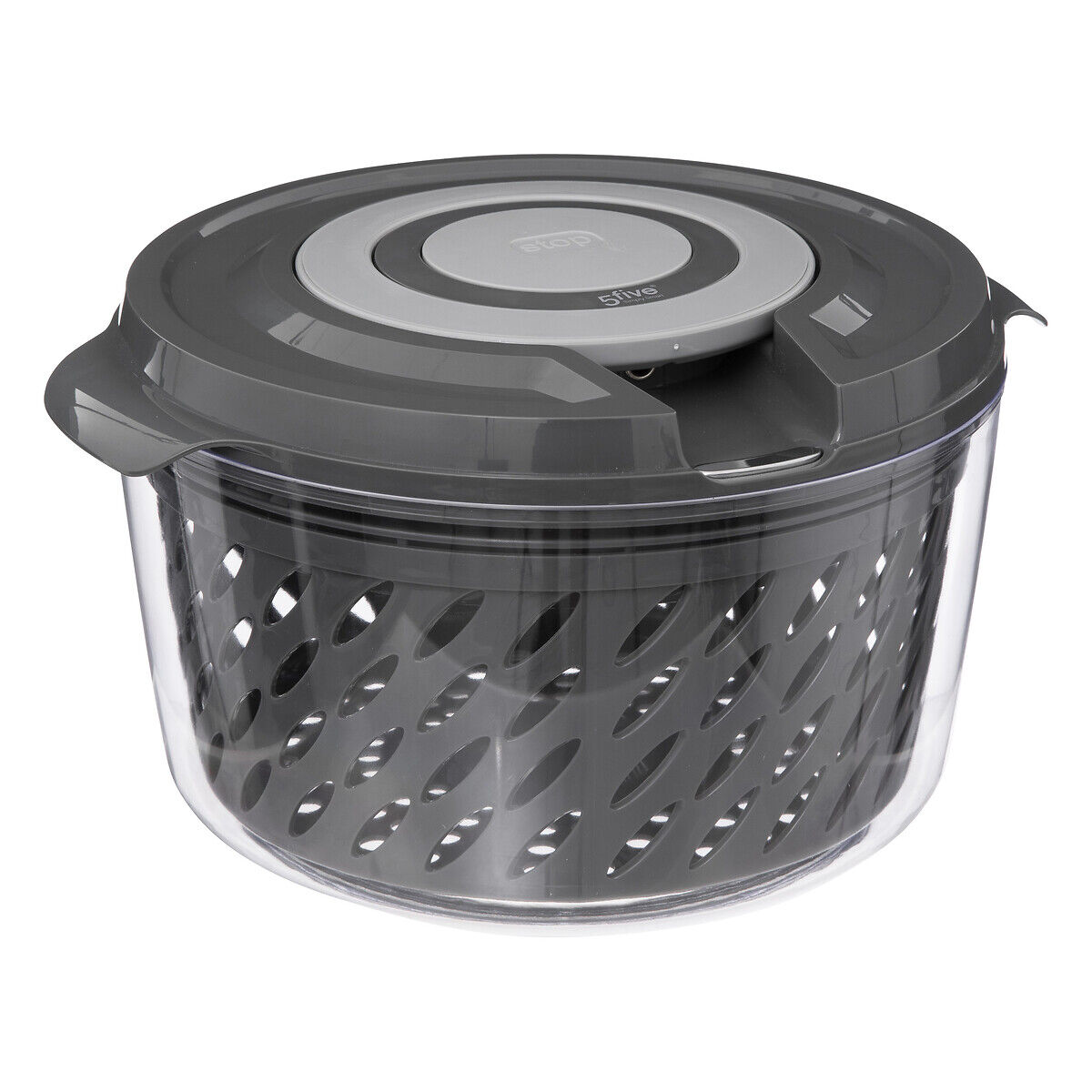 Escorredor cinza de legumes com torção 5,5l