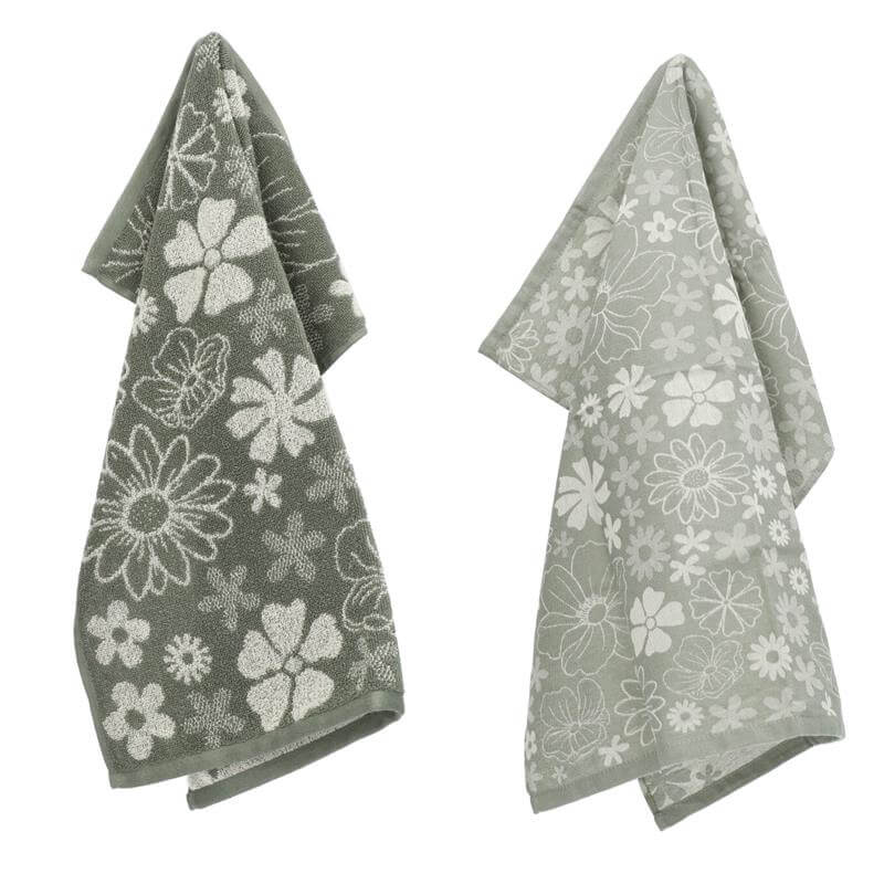 Luxe Keukendoek en Theedoek Flowerbed Donkergroen - Bunzlau Castle - 100% biologisch GOTS katoen