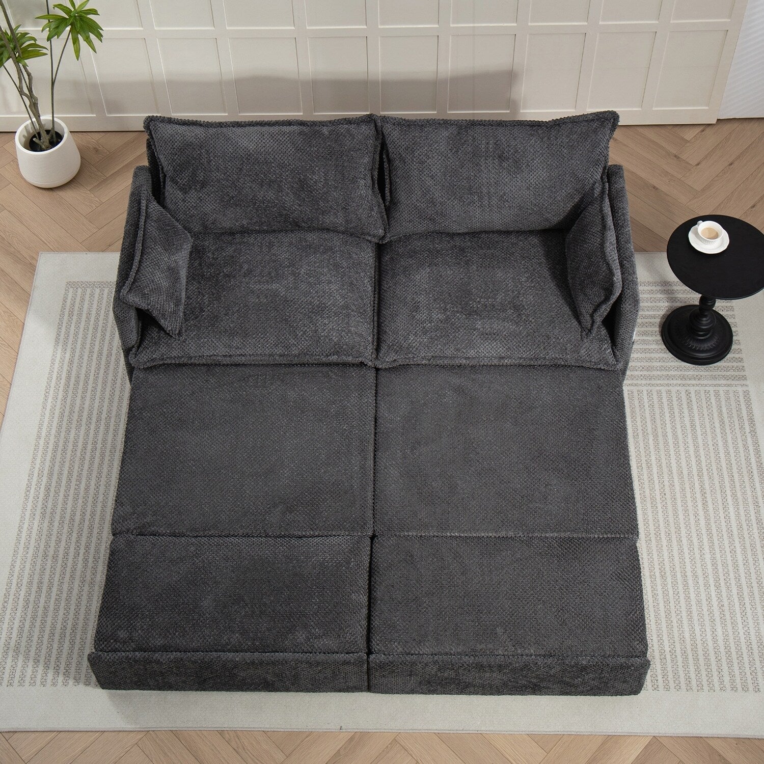 Versatile Convertible Sofa Bed with Side Storage and USB Ports for Home