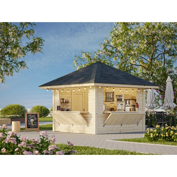 Marktstand »Bianca Set 105«, B x H x L: 300 x 319 x 300 cm, Grau, tauchgrundiert