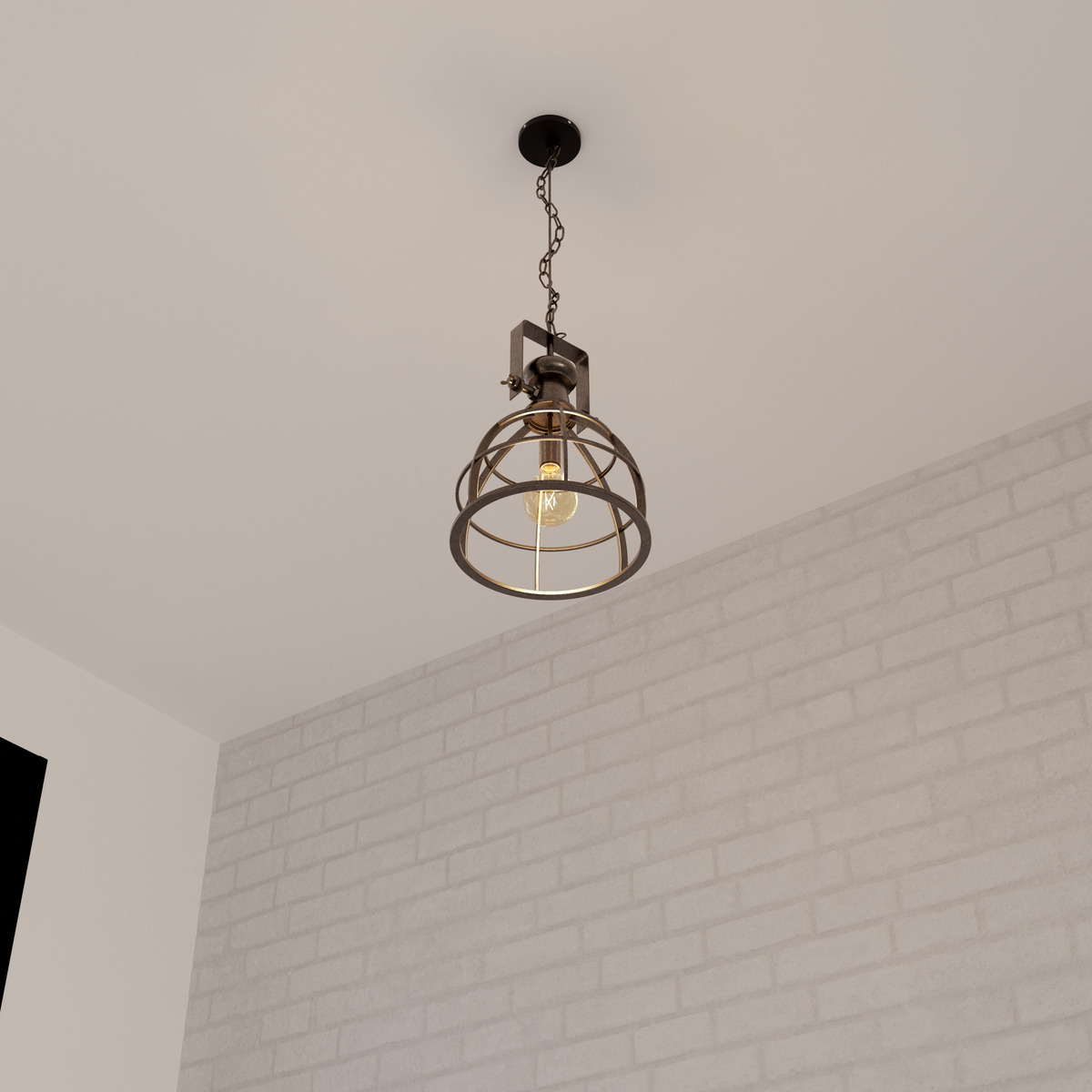 Suspension lamp "Niko" Black metal, D.40 cm