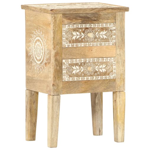 NNEVL Hand Painted Bedside Cabinet 40x30x60 cm Solid Mango Wood