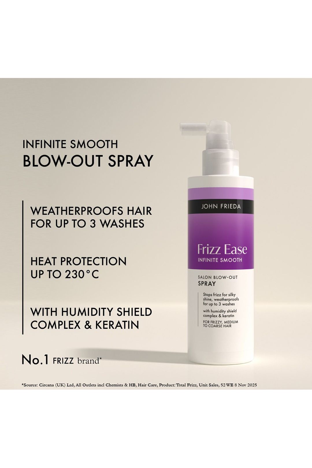 John Frieda John Frieda Frizz Ease Infinite Smooth Blow Out Spray 200ml