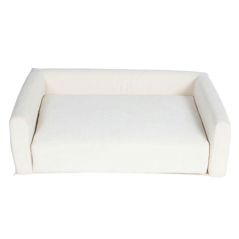 LEONARD - Panier pour chien en tissu velours côtelé beige taille l