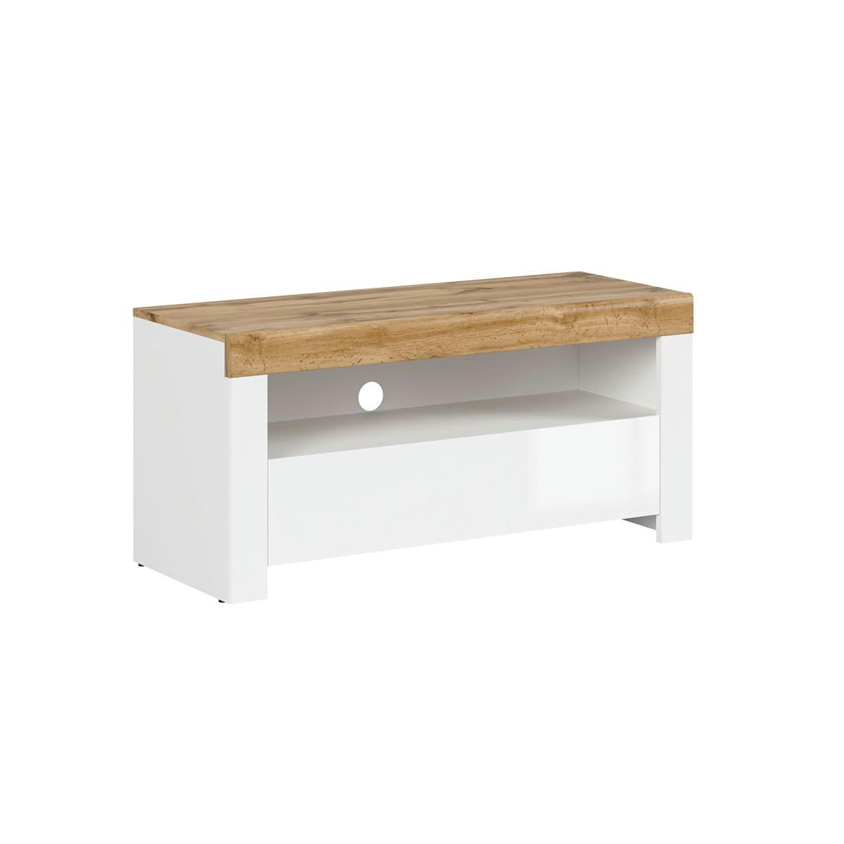 - Meuble tv 1 tiroir 106 cm blanc et naturel