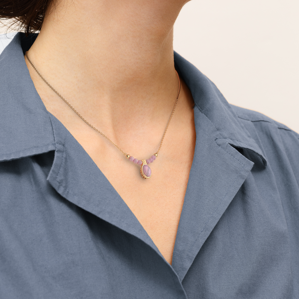 Collier Solitaire Quartz Rose