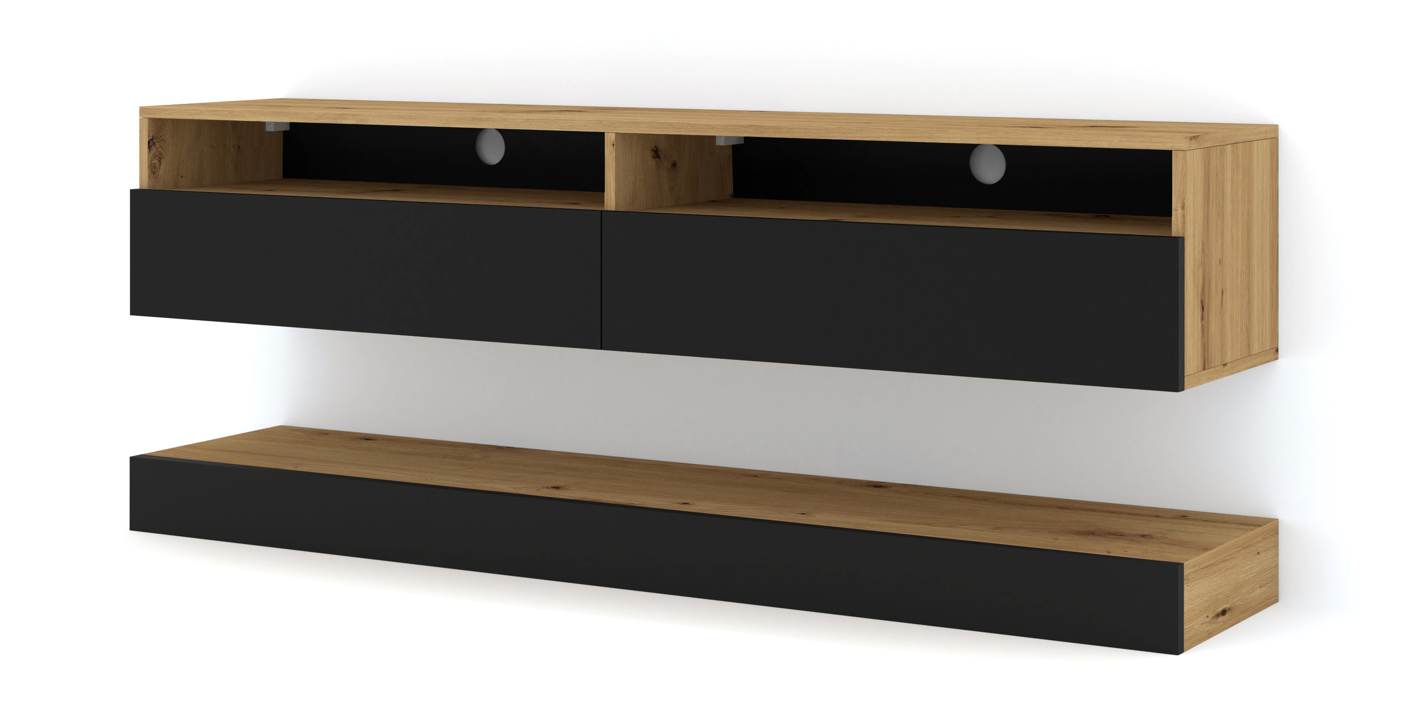 Szafka RTV DUO 160 dąb artisan / czarny mat