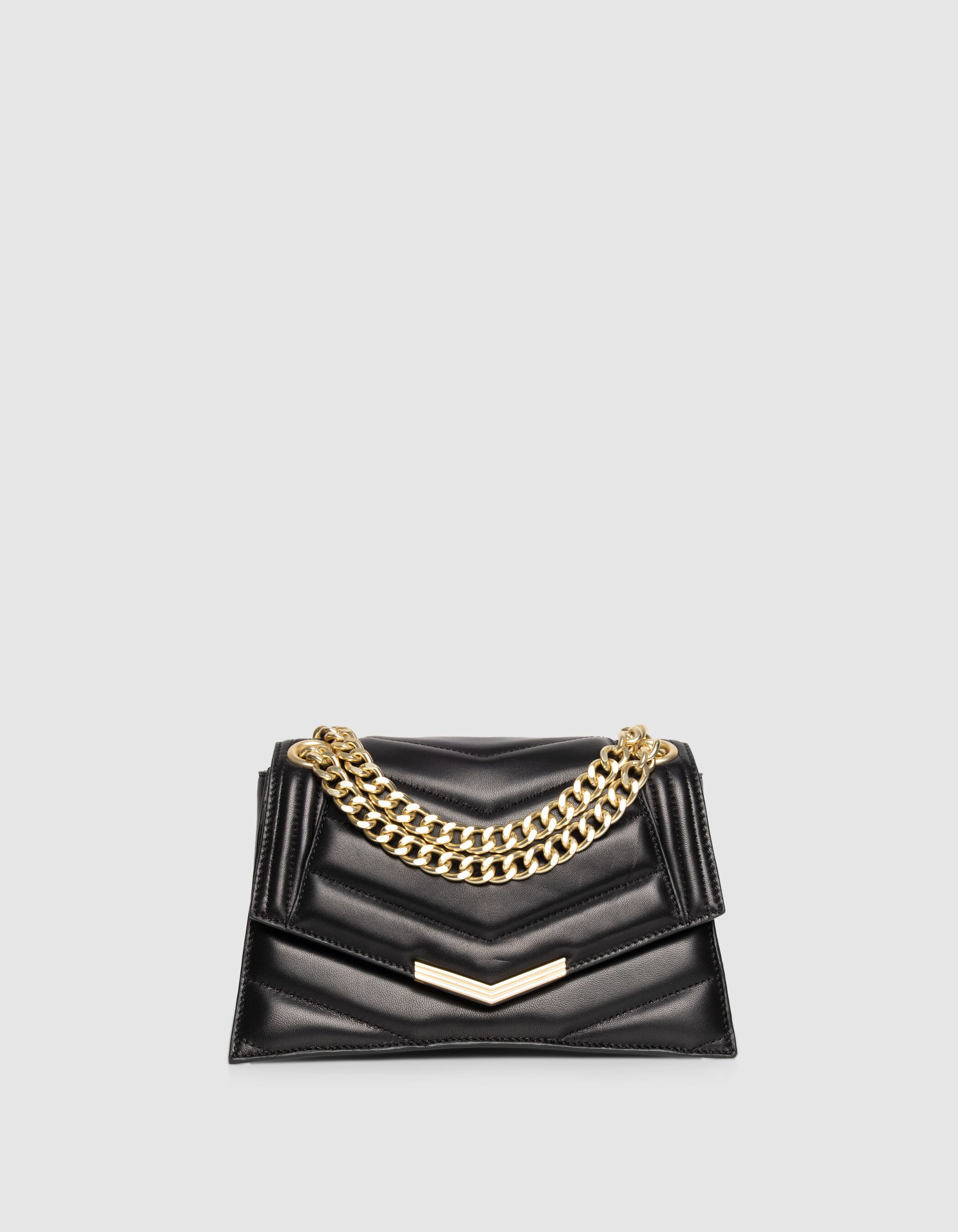 Sac THE 1 noir cuir Taille M métalleries jaunes Femme