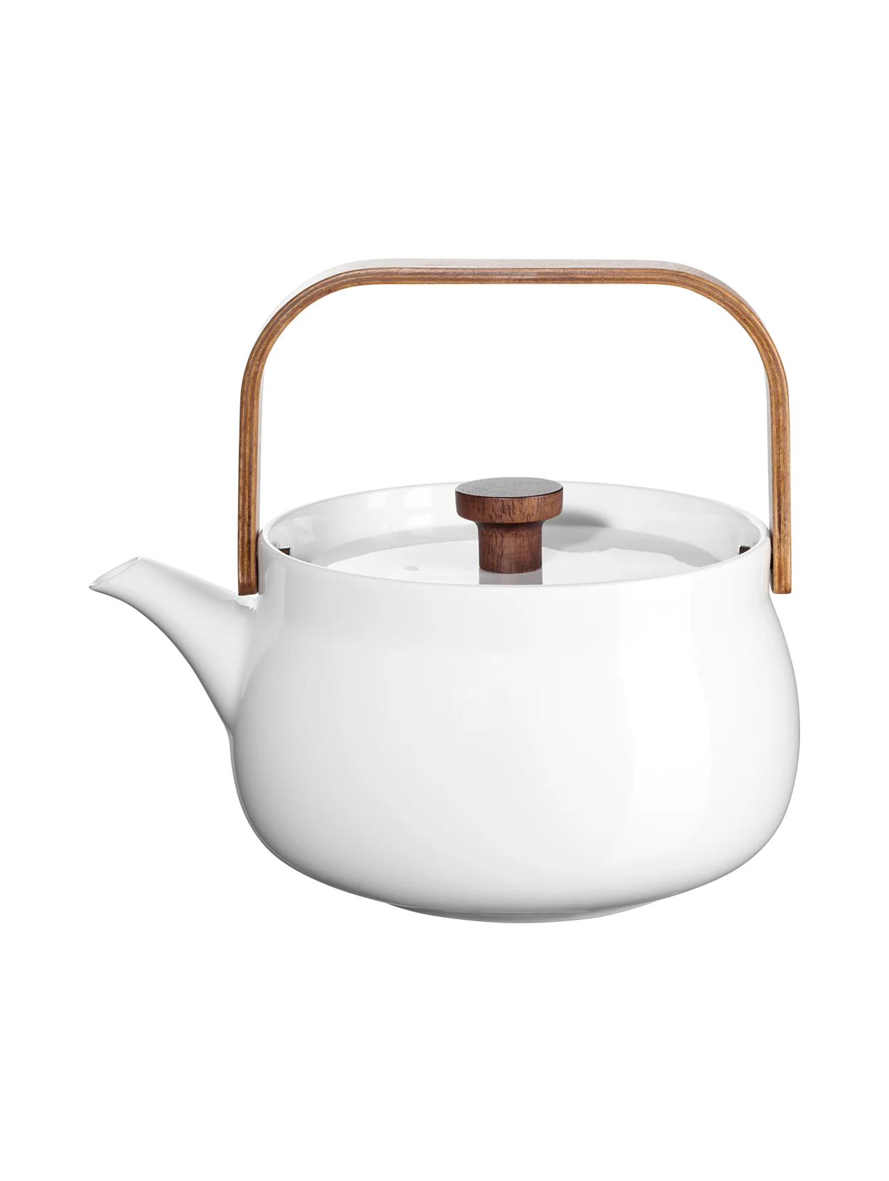 teekanne mit holzgriff, white
