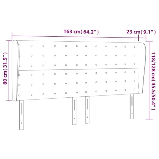 NNEVL Headboard with Ears Black 163x23x118/128 cm Faux Leather