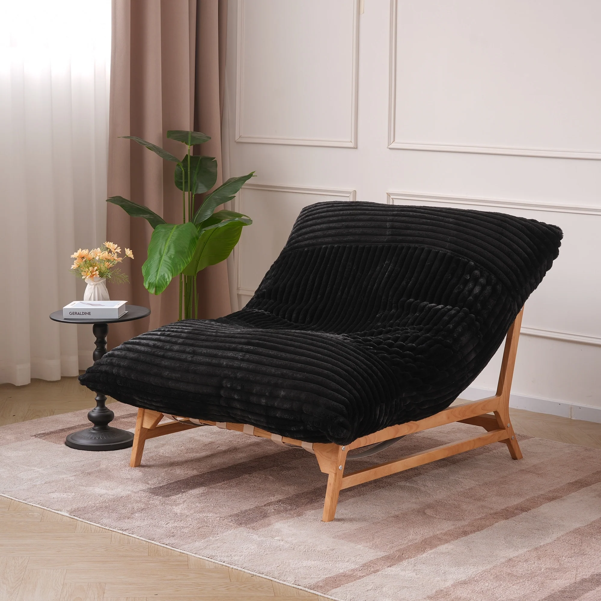 Mid Century Modern Accent Chair with Wood Frame, Reading Accent Chair, Boucle Armchair For Living Room, Bedroom and Salon