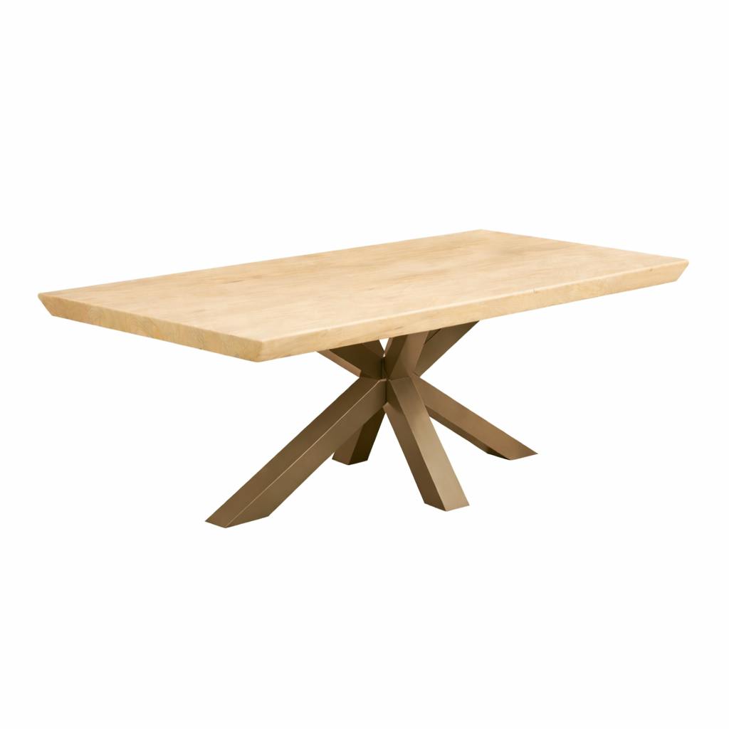Table extensible chêne blanc bords biseautés pied grège 220 cm PALERME
