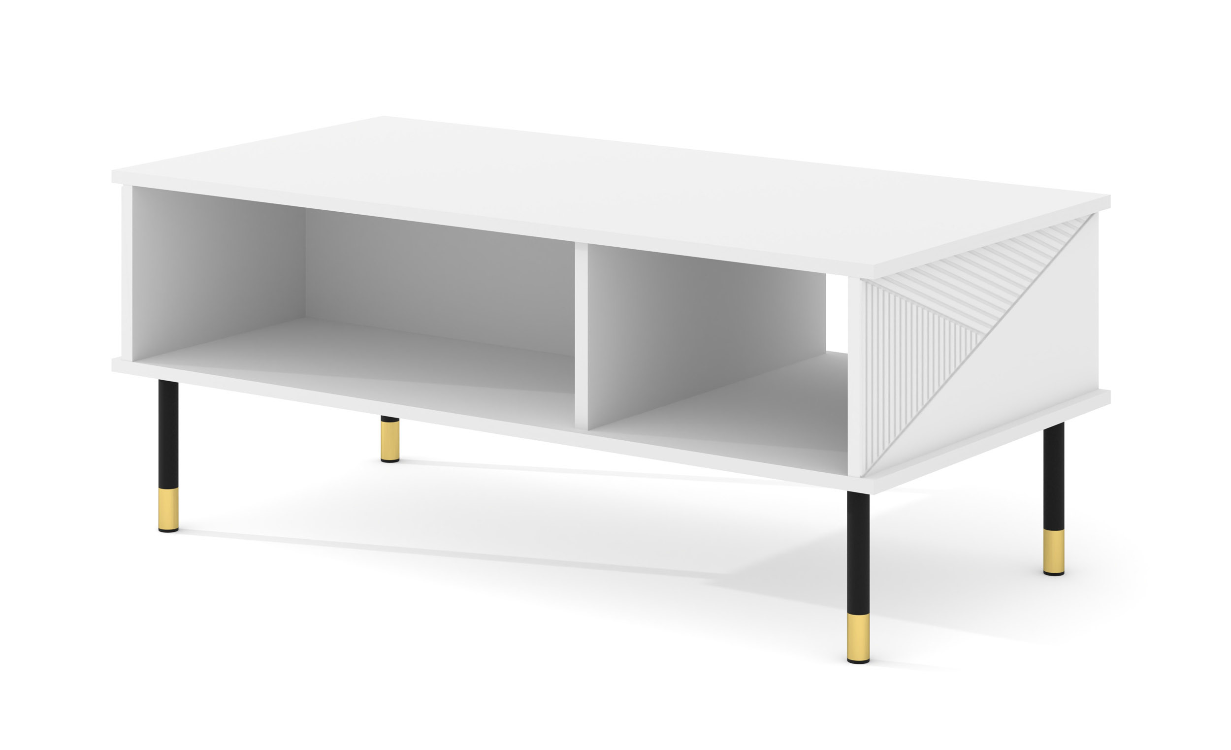 Stolik kawowy WOODY 110x55 cm frezowany biały mat