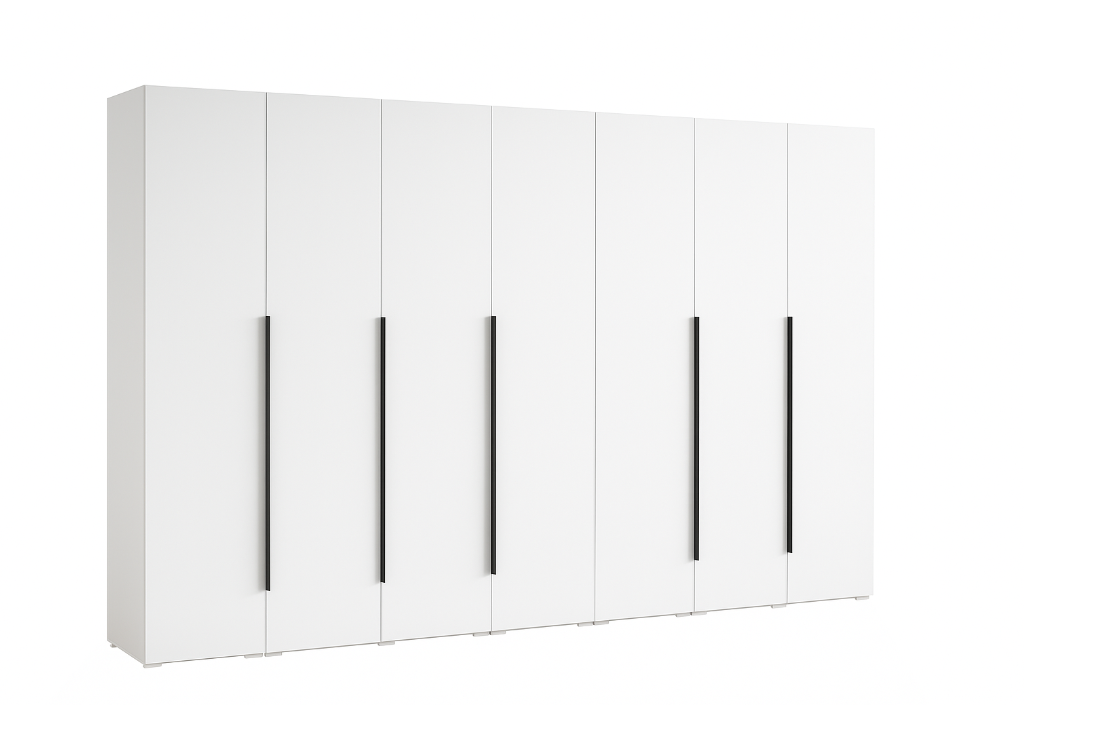 Biała GarderobaSzafa 350 cm Gładka Uchwyty 5 Kolorów Dk