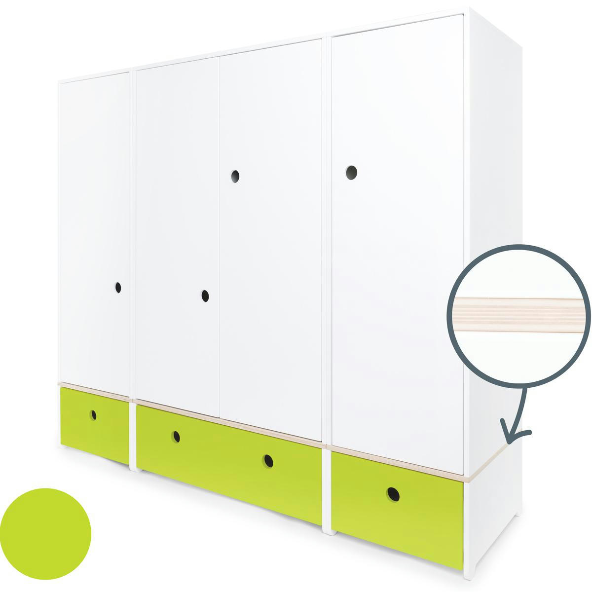 COLORFLEX - Armoire 4 portes citron vert