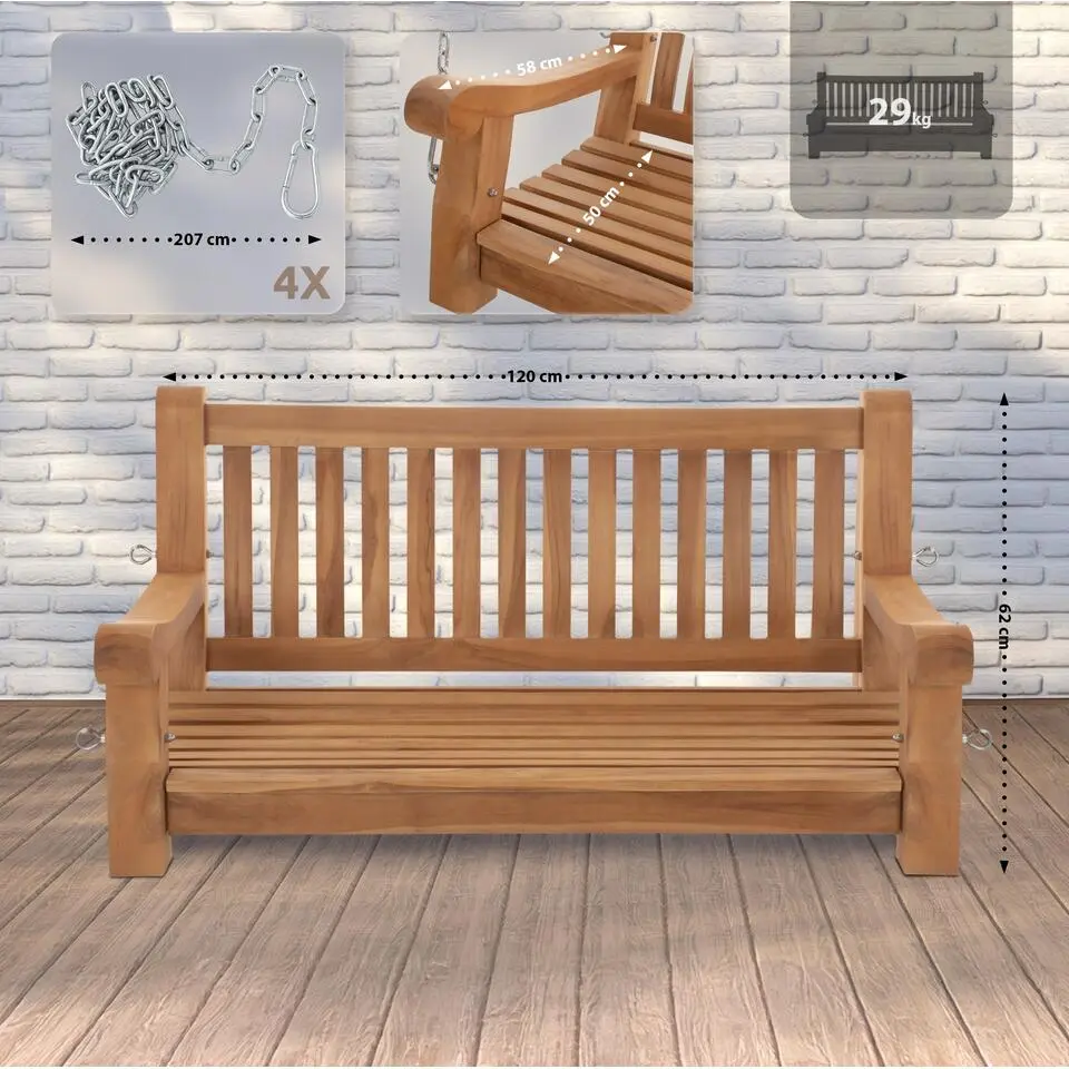 CLP Schommelbank Joyce 120 cm - teak