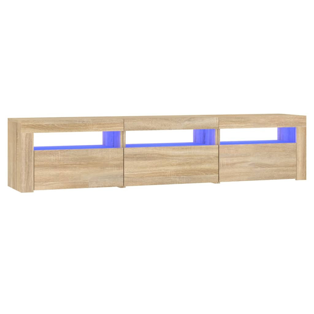 Szafka Pod Telewizor Stolik Półka Szafka RTV Brązowa LED 180x35x40 cm