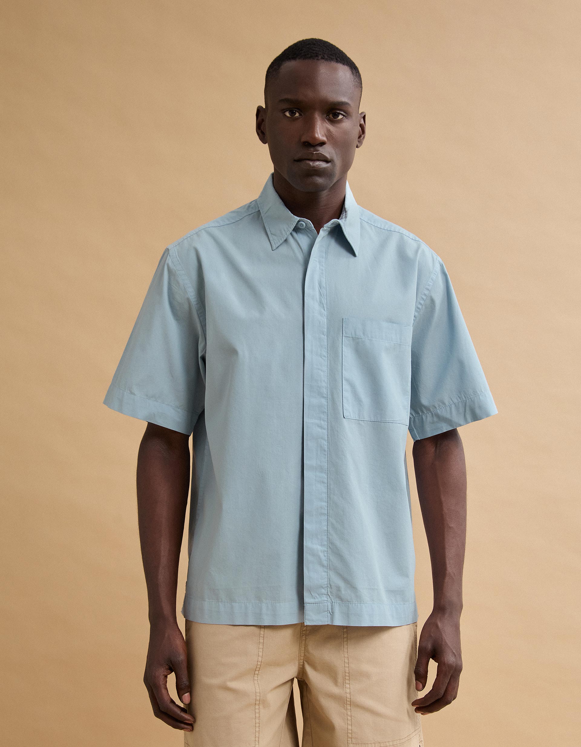 Camisa Popline, Homem, Azul Claro