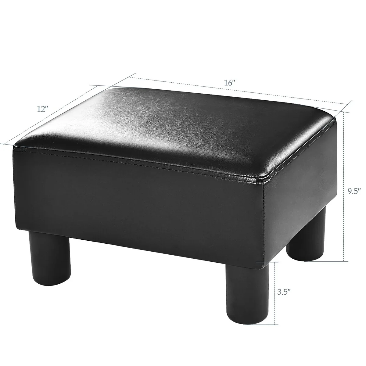 Costway Small Ottoman Footrest PU Leather Footstool Rectangular Seat