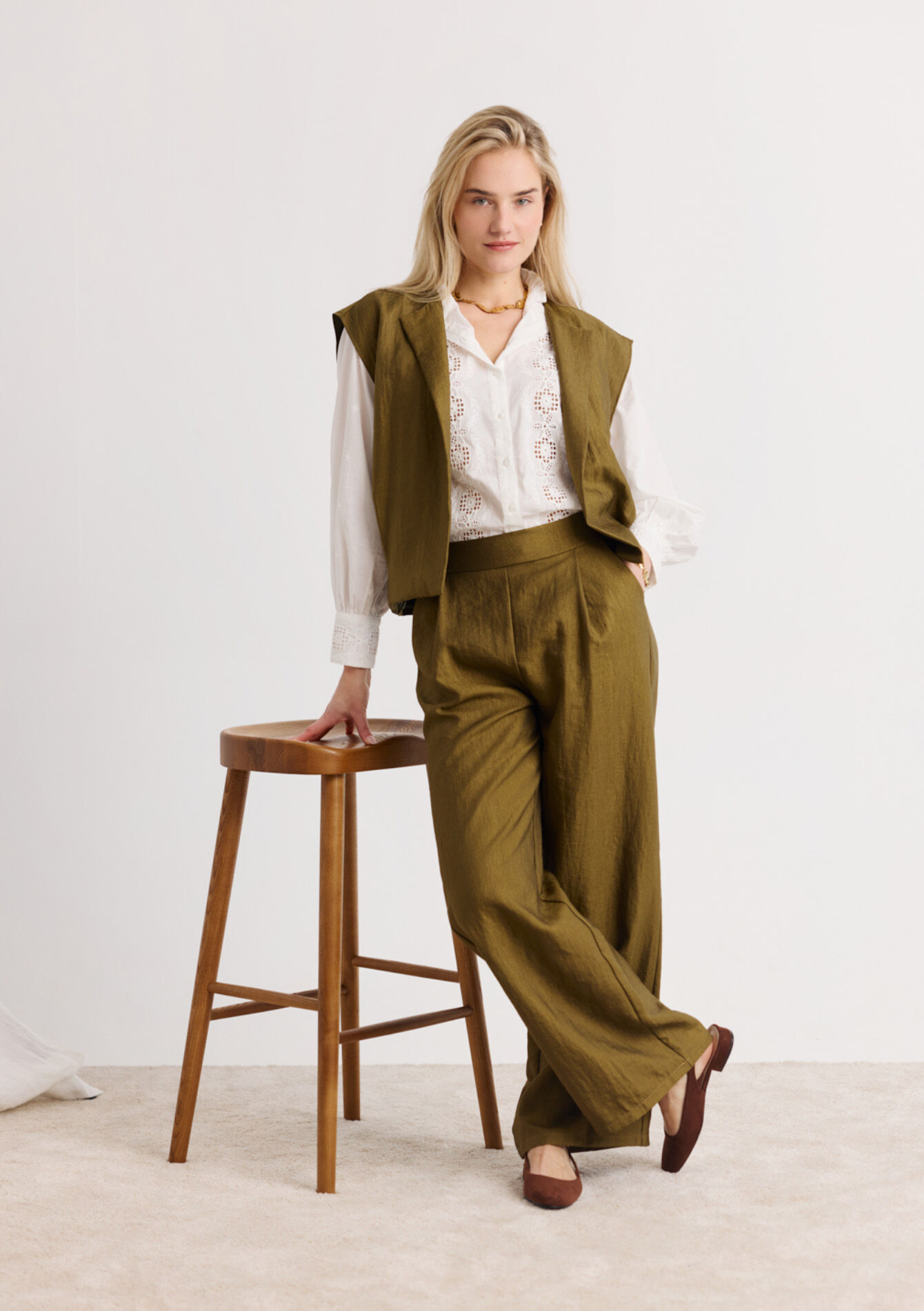 Wijde broek met nonchalante stijl