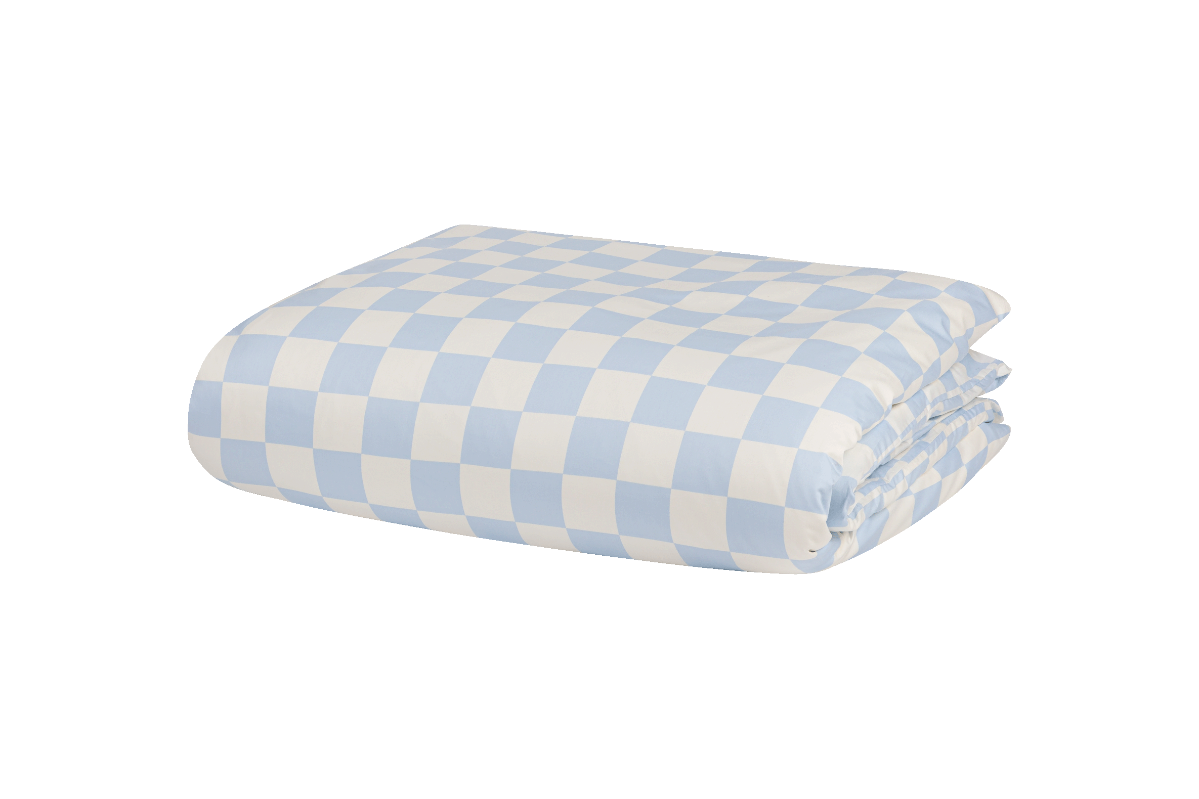 noo.ma Plu katoensatijn dekbedovertrek 300 TC - 140x200 cm, Baby Blue & Classic White
