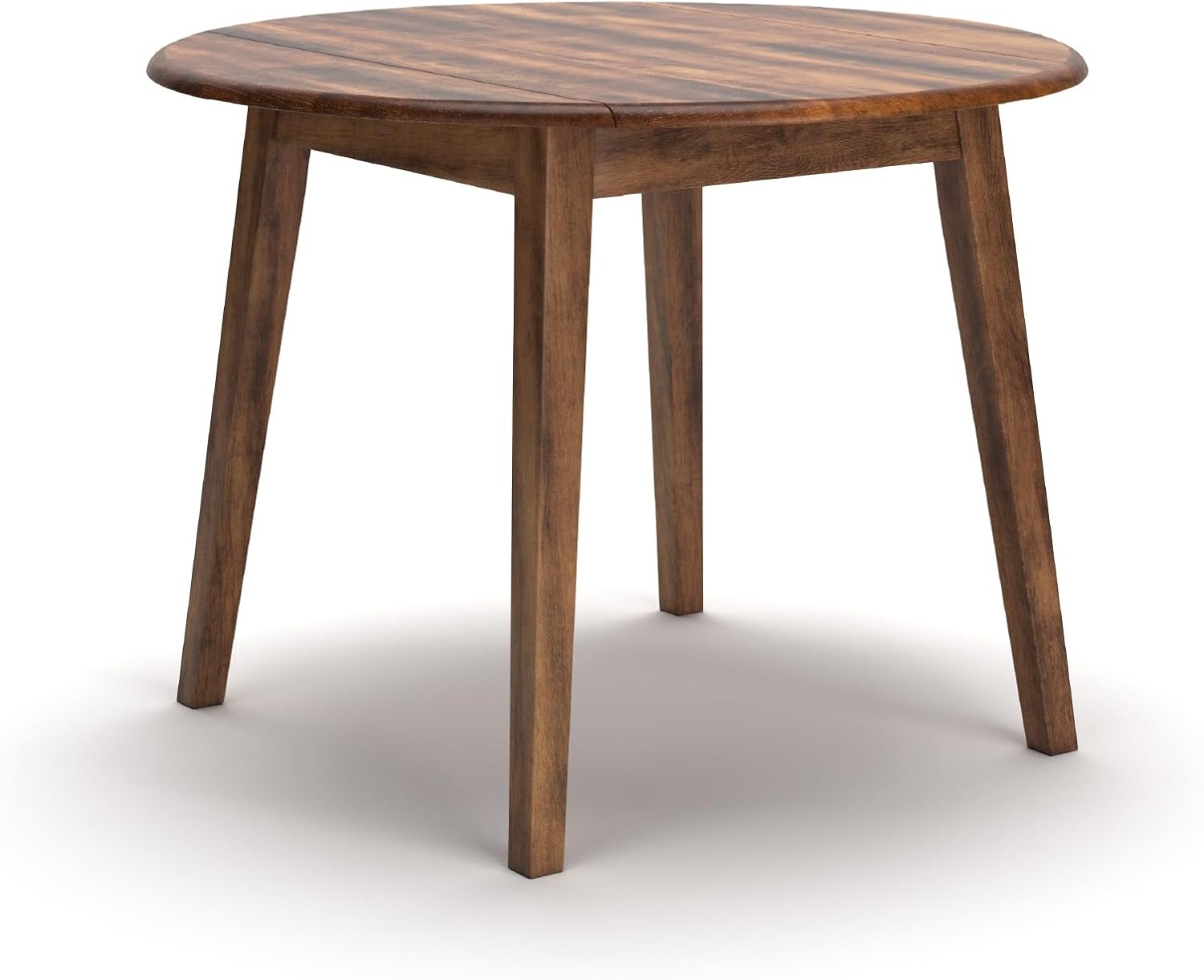 Signature Design by Ashley Berringer Dining Room Round Drop Leaf Table, Rustic Design, Seats 4, Hinged Extension Leaves, Small Space Solution, 42 W x 42 D x 30.63 H, Rustic Brown