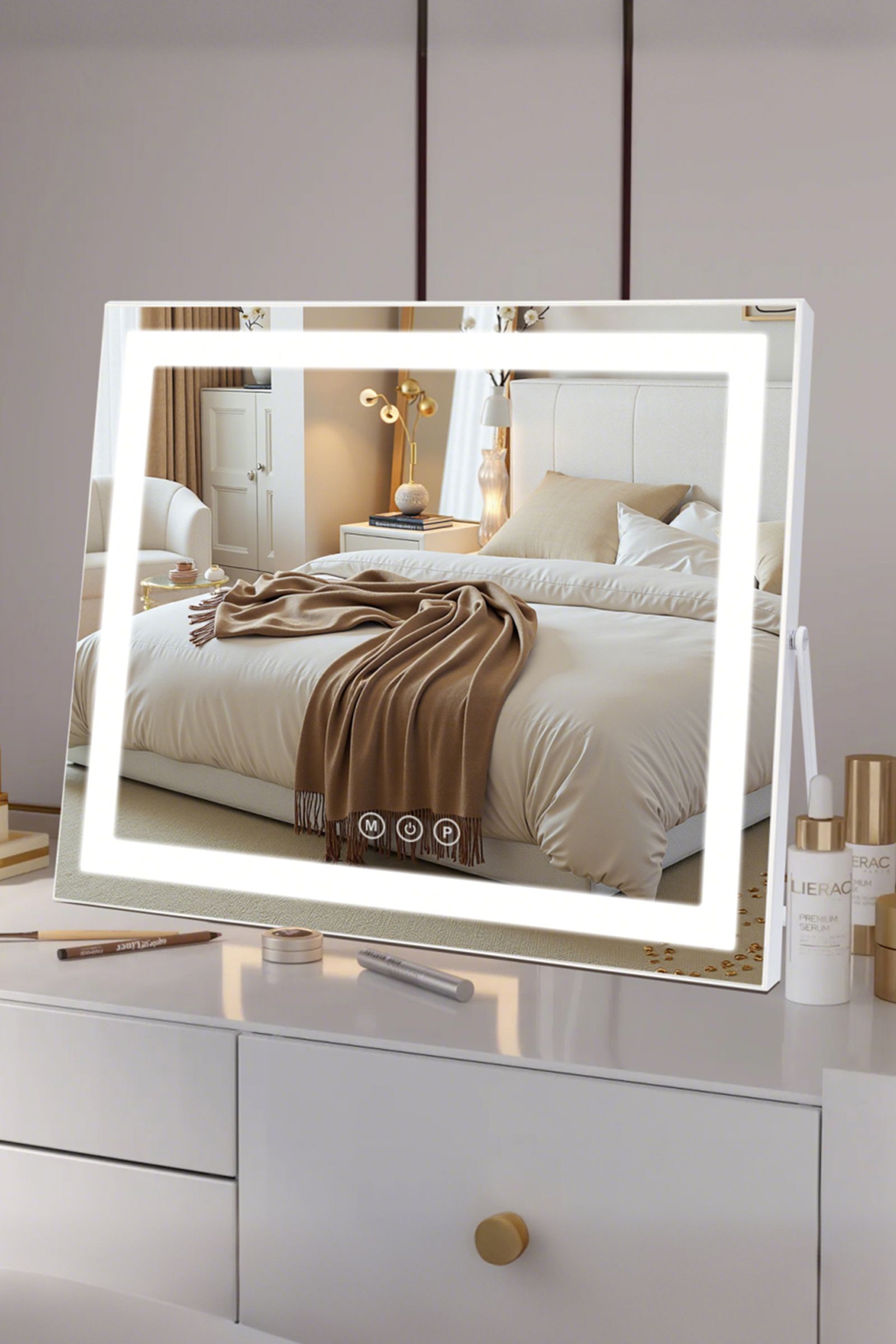 INMTFEI Hollywood Vanity Mirror with LED Strip,58x46cm,Touch Screen,Tabletop